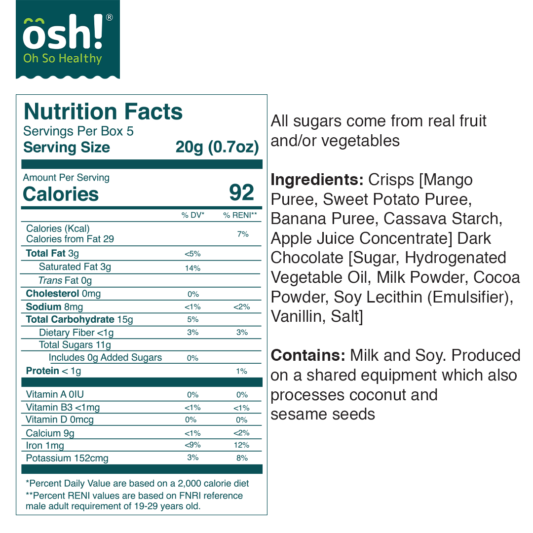 OSH! Choco Dipped Mango Fruit Crisps 100g Pack of 2 Sweet Holiday