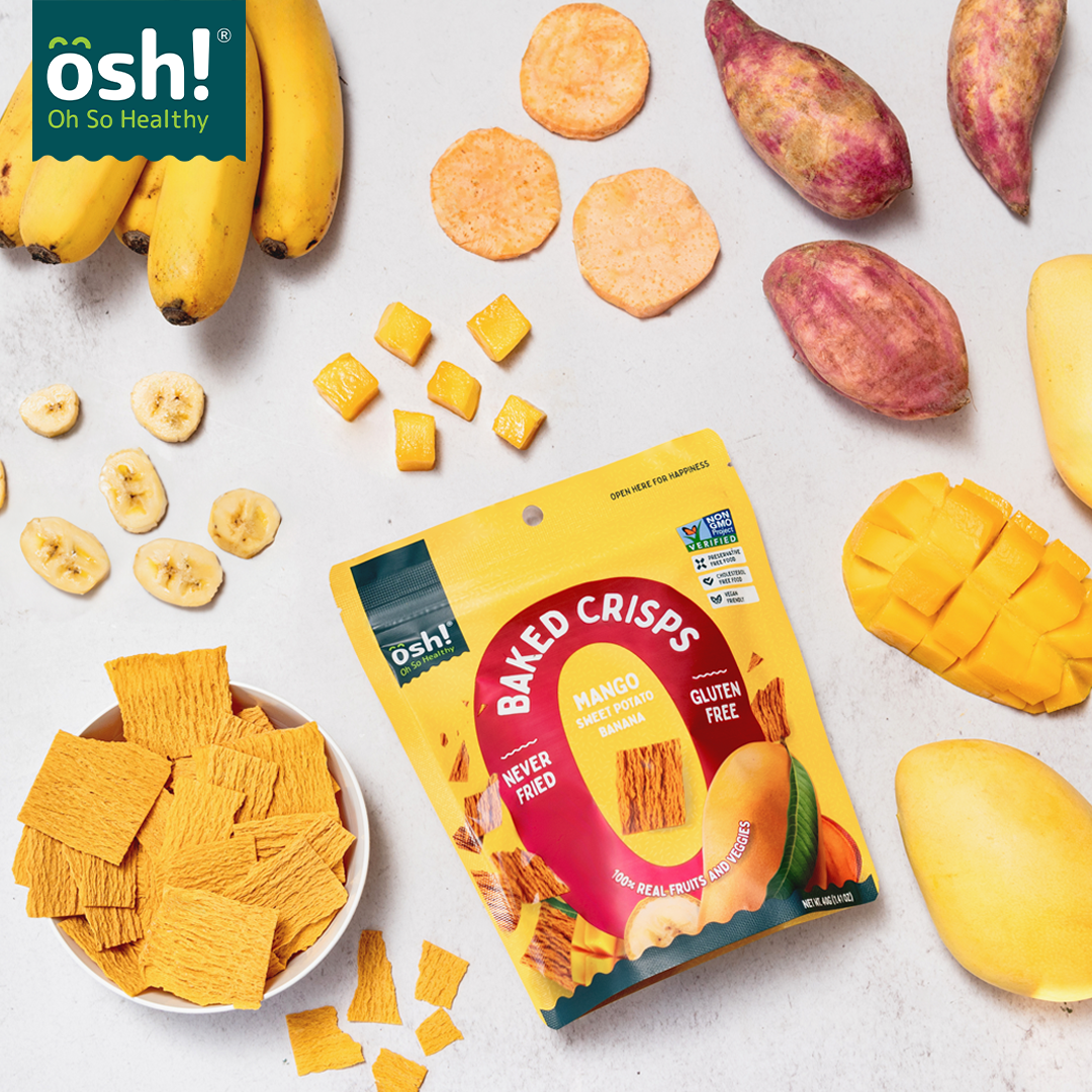 OSH! Mango Sweet Potato Banana Fruit Crisps 40g Pack of 3