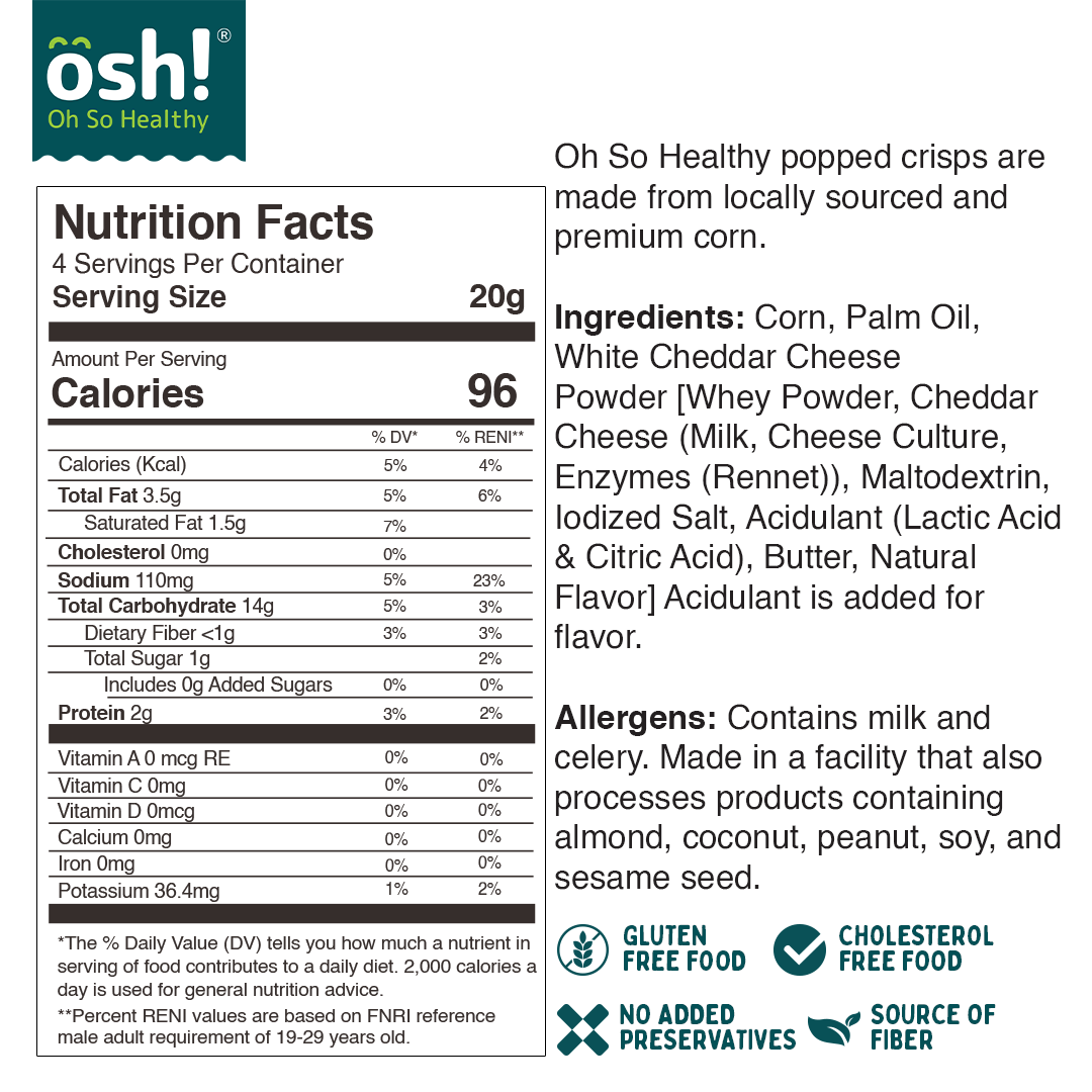 OSH Pops! White Cheddar 80g