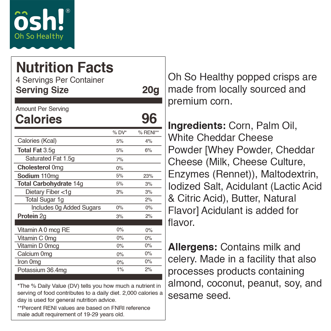 OSH Pops! White Cheddar 80g