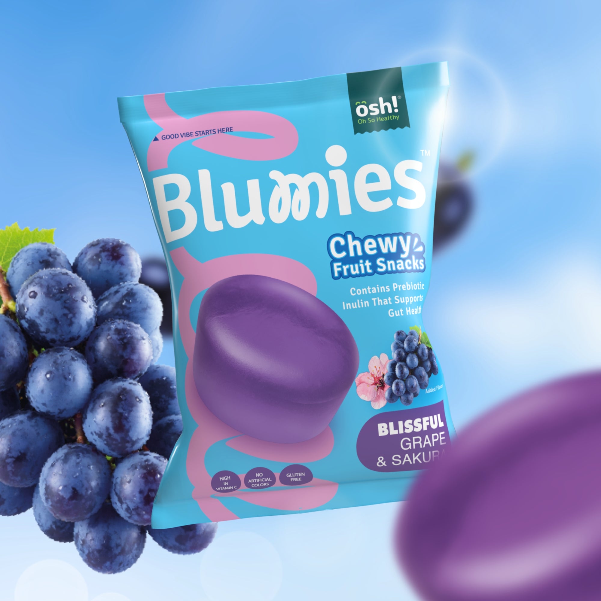 Blumies Chewy Fruit Snacks Blissful Grape & Sakura 60g