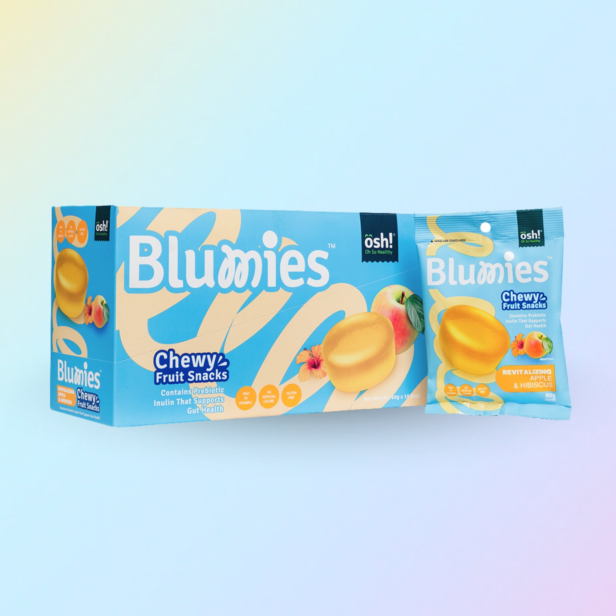 Blumies Chewy Fruit Snacks Revitalizing Apple & Hibiscus 60g x 16 Packs