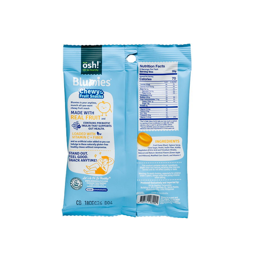 Blumies Chewy Fruit Snacks Revitalizing Apple & Hibiscus 60g x 16 Packs