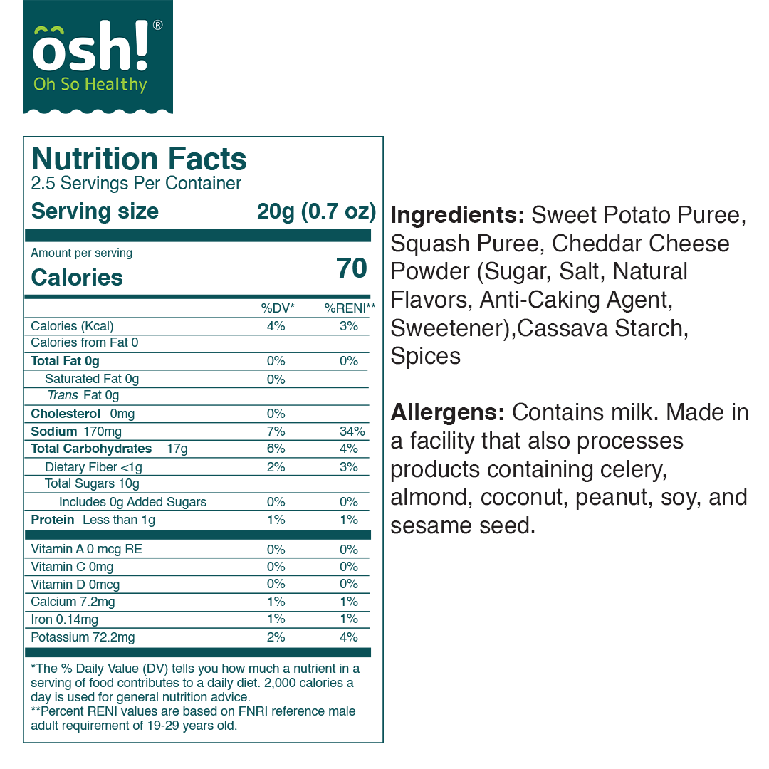 OSH! Squash Cheese Crisps 50g Pack  of 3