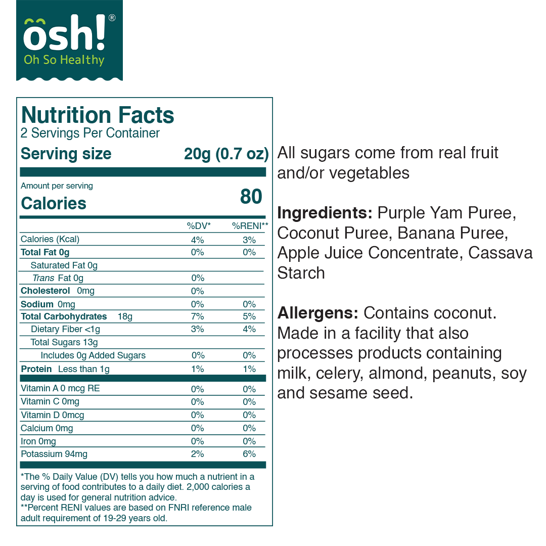 OSH! Coconut Purple Yam Fruit Crisps 40g Pack of 3