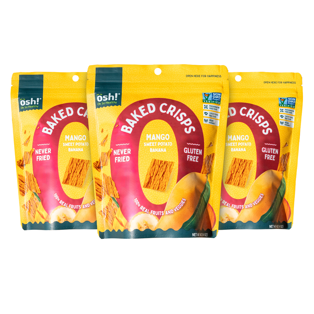 OSH! Mango Sweet Potato Banana Fruit Crisps 40g Pack of 3