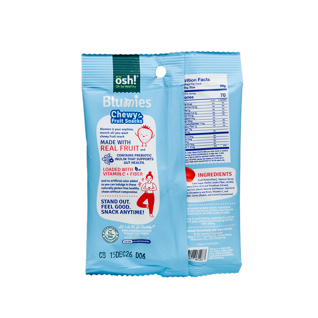 Blumies Chewy Fruit Snacks Comforting Strawberry & Rose 60g x 16 Packs