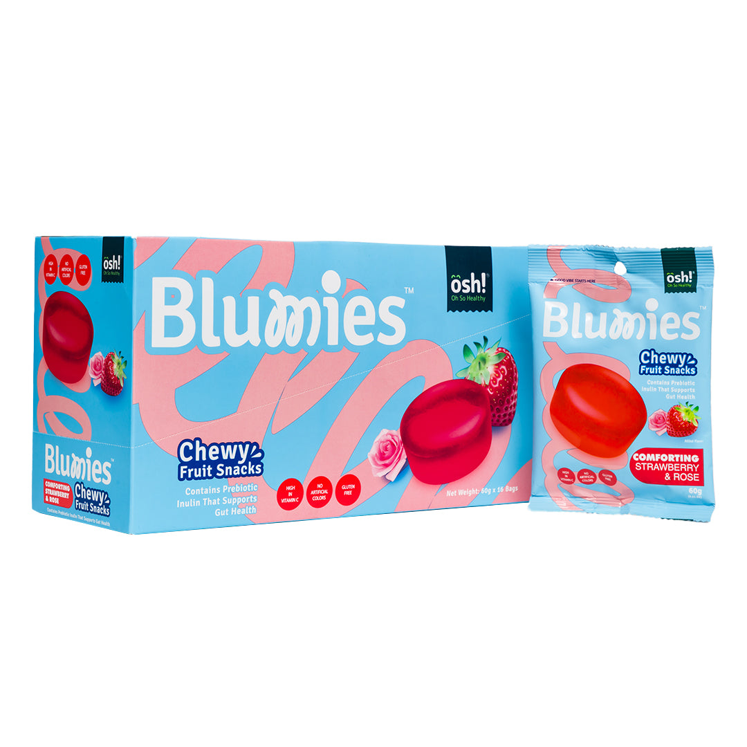 Blumies Chewy Fruit Snacks Comforting Strawberry & Rose 60g x 16 Packs