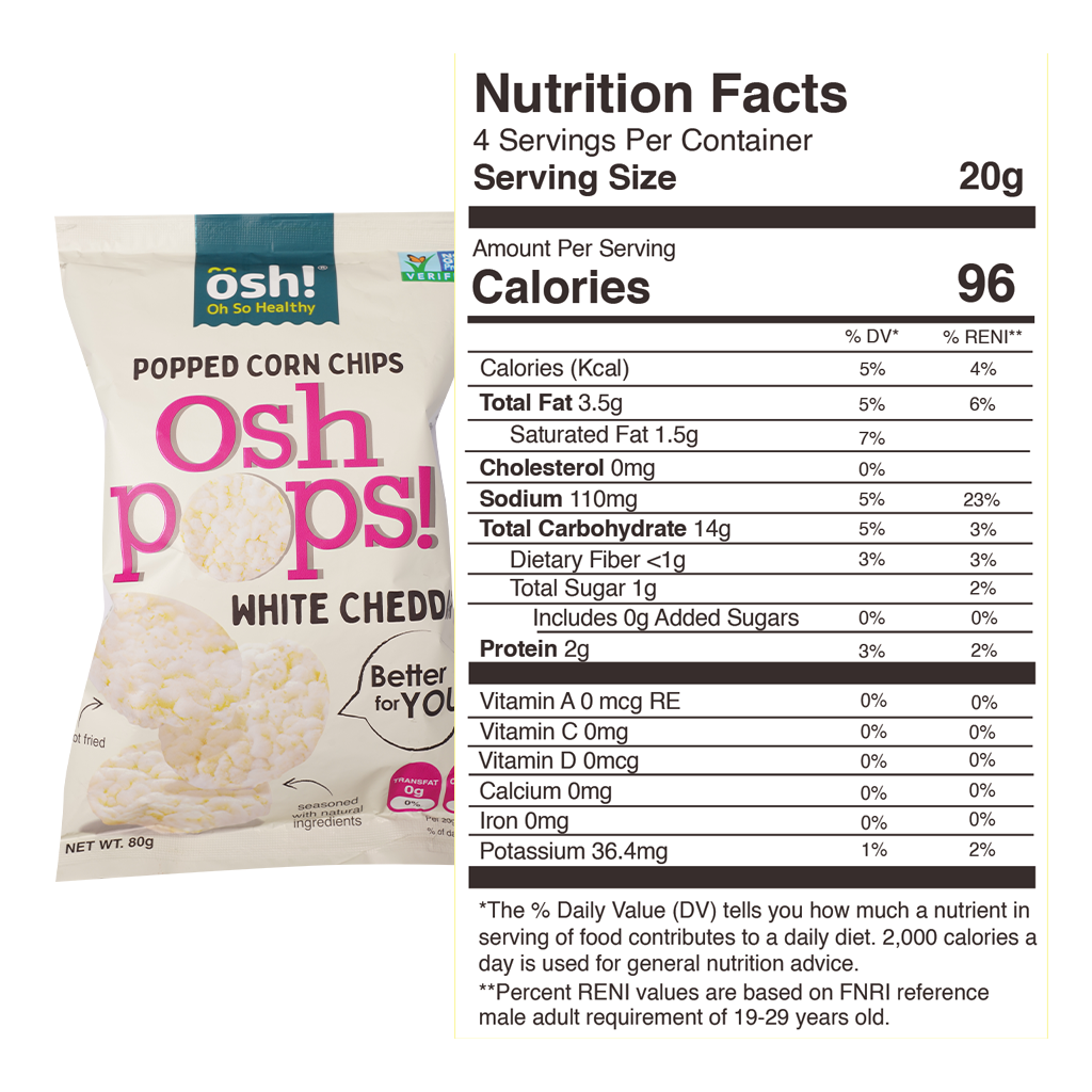 OSH! POPS WHITE CHEDDAR 80g NUTRIFACTS